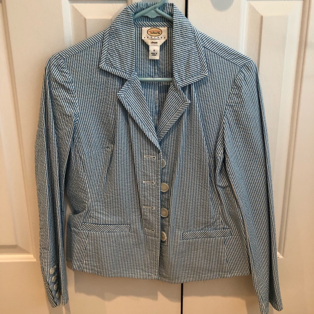 TALBOTS PETITES 6 Unlined Seersucker Jacket